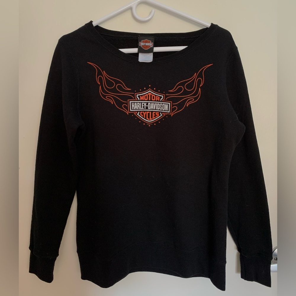 Harley Davidson black long sleeve Y2K